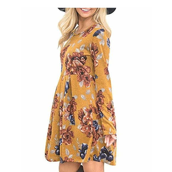 🖤HP x2 🖤TUVA Yellow Floral Long Sleeve Dress - Picture 5 of 6